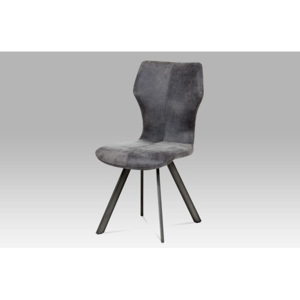 Jídelní židle kov a šedá látka (imitace broušené kůže) HC-690 GREY3