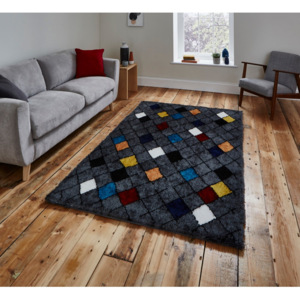 Tmavě šedý koberec s barevnými vzory Think Rugs Broadway, 120 x 170 cm