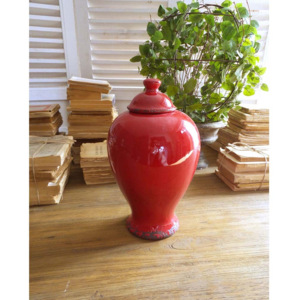 Červená keramická nádoba s víkem Orchidea Milano, výška 30 cm