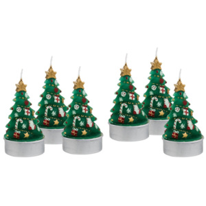 MERRY AND BRIGHT Čajové svíčky vánoční stromek set 6 ks