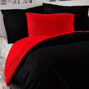 Kvalitex Saténové povlečení Luxury Collection červená / černá, 220 x 200 cm, 2 ks 70 x 90 cm