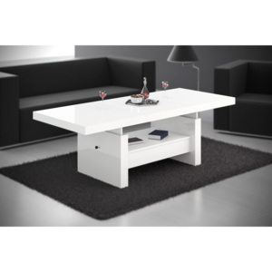 Konferenční stolek AVERSA (bílá lesk) (Luxusní konferenční rozkládací stolek ve vysokém lesku)