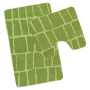 Bellatex Sada koupelnových předložek Avangard Kostka zelená, 50 x 80 cm, 50 x 40 cm