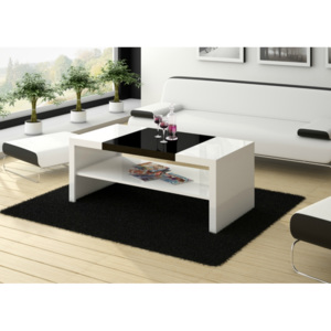 Konferenční stolek DUO (bílá lesk/černá lesk) (Luxusní konferenční stolek do moderní domácnosti)