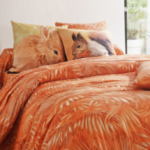 Blancheporte Povlečení Tropik, bavlna oranžová napínací prostěradlo 90x190cm