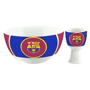 FC Barcelona Snídaňový keramický set, miska a kalíšek na vajíčko