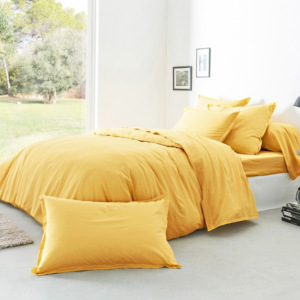 Blancheporte Jednobarevné povlečení, sepraná bavlna, zn. Colombine žlutá napínací prostěradlo 90x190cm