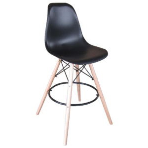 Barová židle v moderním provedení černé v kombinaci se dřevem TK2000