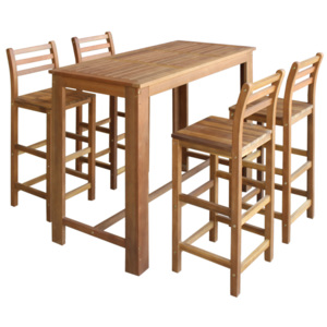 Pětidílný set barového stolu a stoliček z masivního akáciového dřeva