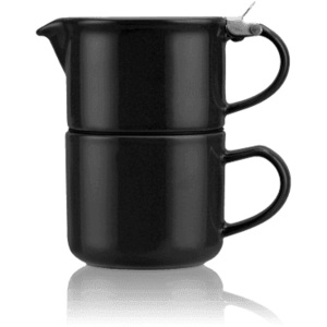 ForLife TeaForOne čajová konvička se šálkem, černá