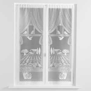 Blancheporte Rovné vitrážové záclonky, levandule, sada 2 ks bílá 44x120cm