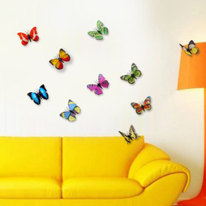 Trojrozměrné samolepky motýlků WALPLUS 3D Colorful Butterflies