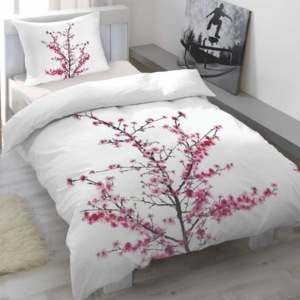 Trade Concept Saténové povlečení Cherry blossom, 140 x 200 cm, 70 x 90 cm