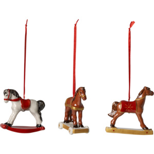 Villeroy & Boch Nostalgic Ornaments ozdoba houpací koník, sada 3 ks, 7,8 cm