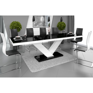 Jídelní stůl VICTORIA (černá lesk/bílá lesk/černá lesk) (Luxusní jídelní stůl s velkou paletou výběru barevného provedení)