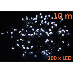 Vánoční LED osvětlení 10m - studené bílé, 100 diod - OEM D00837