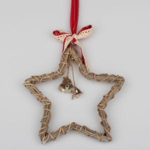 Hnědá ratanová závěsná hvězda Dakls Bell, 35 cm
