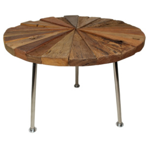 Odkládací stolek s deskou z teakového dřeva HSM collection Sun Stick, ⌀ 80 cm