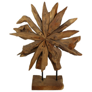 Dekorace z teakového dřeva HSM collection Sunflower, 60 x 80 cm