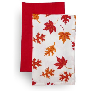 Forbyt Kuchyňská utěrka Podzimní listí, oranžová, 45 x 70 cm, sada 2 ks
