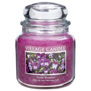 Village Candle Vonná svíčka ve skle, Fialky - Violet Blossom, 397 g