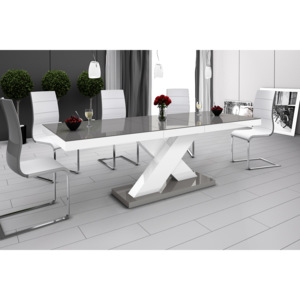 Jídelní stůl XENON (šedá lesk/bílá lesk/šedá lesk) (Luxusní jídelní stůl s velkou paletou výběru barevného provedení)