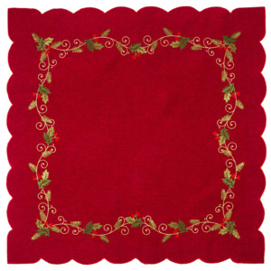 Forbyt Vánoční ubrus Cesmína červená, 35 x 160 cm