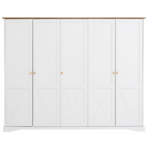 Bílá pětidveřová šatní skříň Støraa Aldo