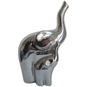 Keramický slon stříbrný