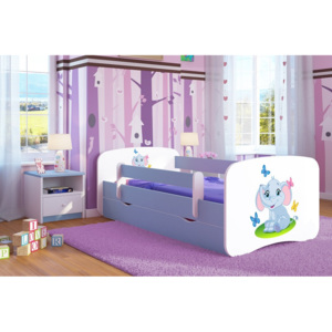 Forclaire Dětská postel se zábranou Ourbaby - Slůně - modrá postel 140 x 70 cm