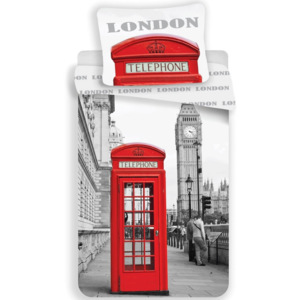 Jerry Fabrics Povlečení London Telephone, 140 x 200 cm, 70 x 90 cm