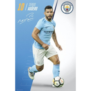Plakát, Obraz - Manchester City - Aguero 17/18, (61 x 91,5 cm)