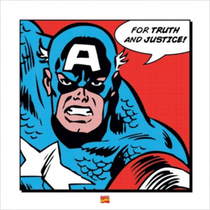Obraz, Reprodukce - Captain America - For Truth and Justice, (40 x 40 cm)