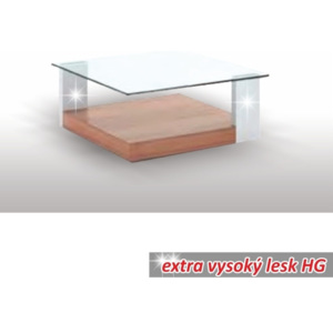 Konferenční stolek, švestka/bílá extra vysoký lesk HG/sklo, EMIL