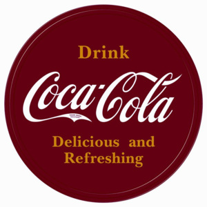 Plechová cedule: Coca-Cola (kruhové logo) - 30x30 cm