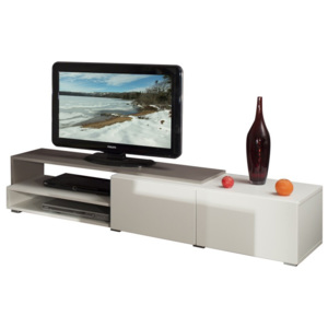 Šedohnědý televizní stolek s bílými zásuvkami Symbiosis Albert, šířka 168 cm