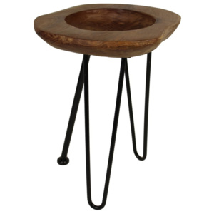 Odkládací stolek s miskou z teakového dřeva HSM Collection Bowl, výška 50 cm