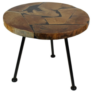 Odkládací stolek s deskou z teakového dřeva HSM collection Round, ⌀ 55 cm