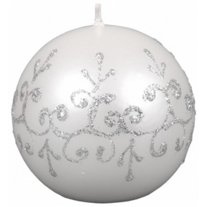 Vánoční svíčka Tiffany koule, bílá