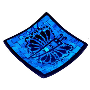 Indonésie Miska dekorační mozaika modrá 14x14x4 cm