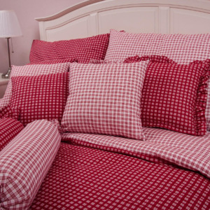 Bavlněné ložní povlečení Červená kostička pozitiv/negativ francouzská postel