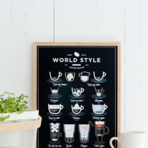 Černý plakát Follygraph World Style Coffee, 30 x 40 cm