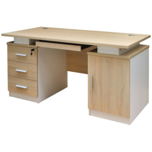ATLAS Wood kancelářský stůl / zásuvky 140x60cm Sonoma/bílý