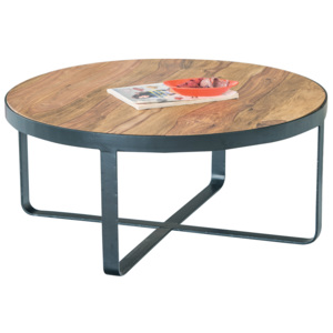 OVEN stůl Φ80x35cm acacia dřevo/kov černý