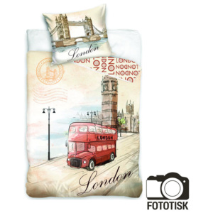 Jerry Fabrics povlečení bavlna London Bus 140x200 70x90