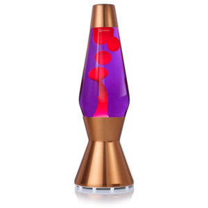 Mathmos Heritage Astro Copper, originální lávová lampa, měděná s fialovou tekutinou a červenou lávou, výška 43cm