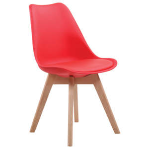 MARTIN židle PP červené podnož dřevěná