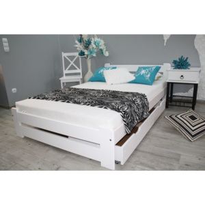 SKLADEM - Bílá dvoulůžková postel Eure z masivu 140 x 200 cm