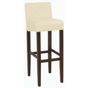 Barová židle, textilní kůže krémová / dřevo tmavý ořech, SORIN NEW
