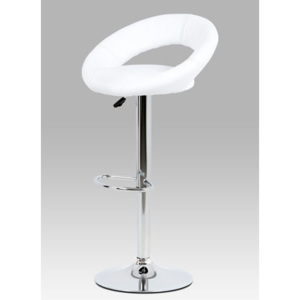 Autronic Barová židle bílá koženka / chrom